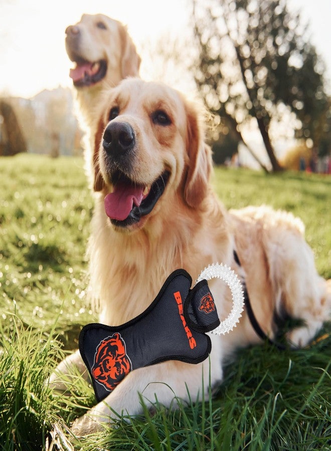 Pets First NFL Chicago Bears Dental Dog TUG Toy with Squeaker. Tough PET Toy for Healthy Fun, Teething, & Cleaning Pet's Teeth & Gum, Team Color - Image 4